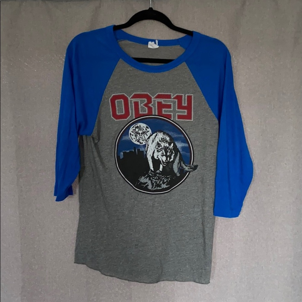 Obey 3/4 sleeve Wolf Baseball Tee